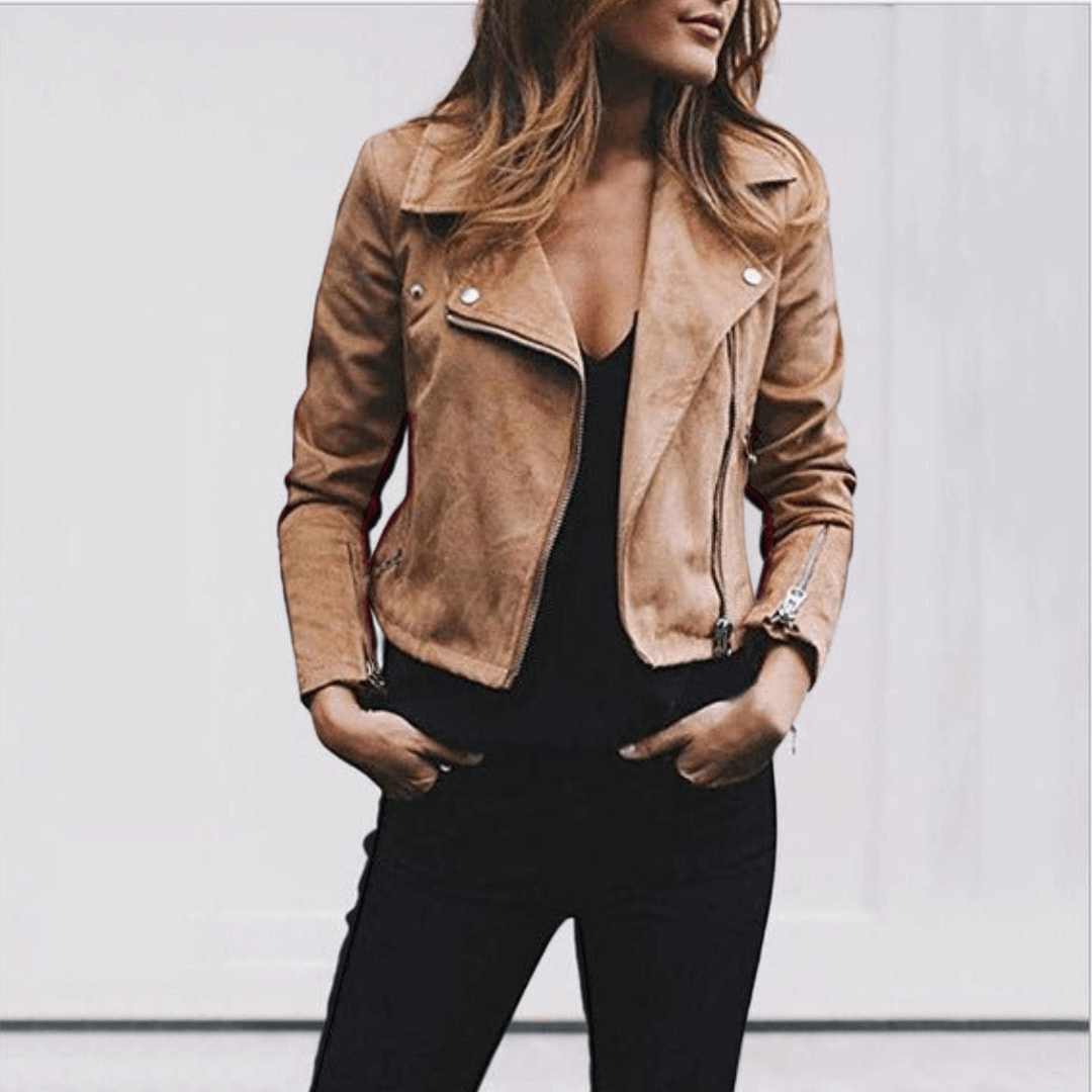 Leilany Veste Suédine Femme Style Biker, Élégance et Confort pour un Look Tendance, vue 6