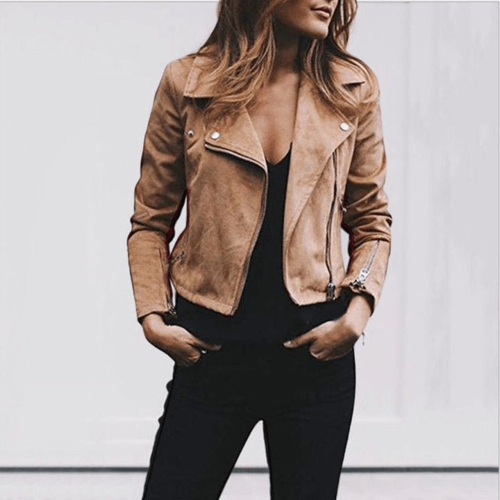 Leilany Veste Suédine Femme Style Biker, Élégance et Confort pour un Look Tendance, vue 6