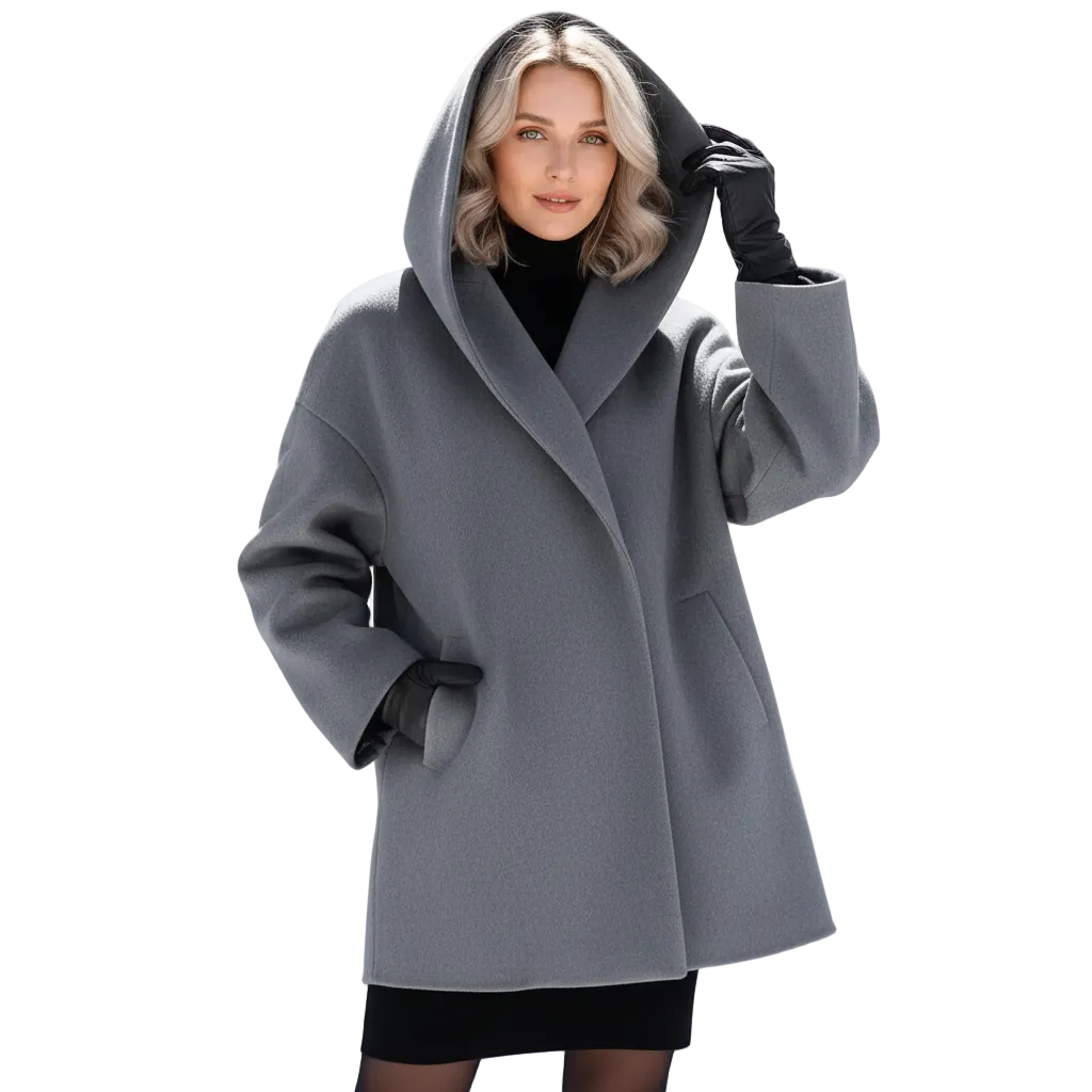 Vicky Manteau Oversize Femme Longue Veste Élégante avec Revers Larges & Coupe Fluide