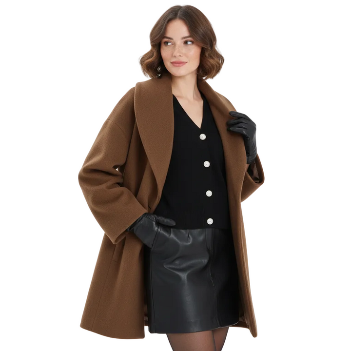 Vicky Manteau Oversize Femme Longue Veste Élégante avec Revers Larges & Coupe Fluide, vue 2