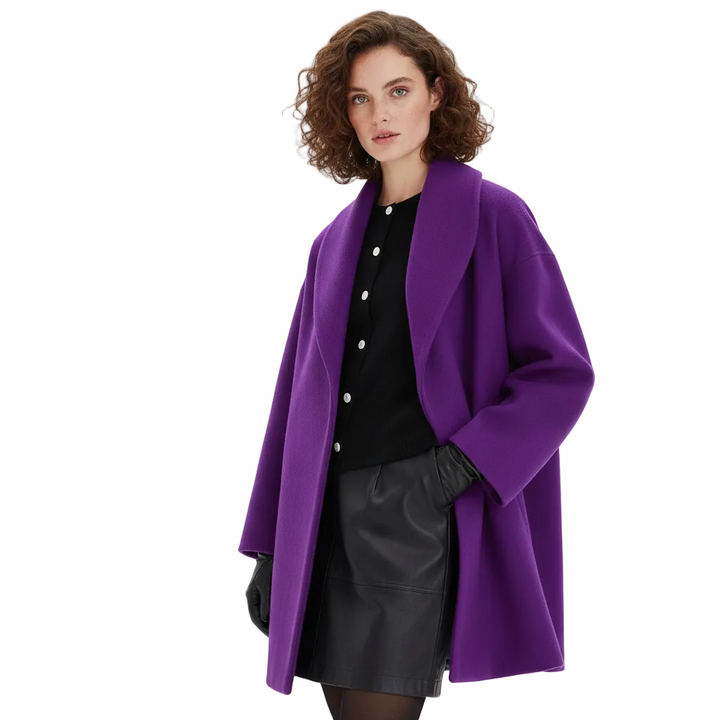 Vicky Manteau Oversize Femme Longue Veste Élégante avec Revers Larges & Coupe Fluide, vue 3