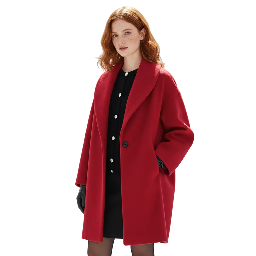 Vicky Manteau Oversize Femme Longue Veste Élégante avec Revers Larges & Coupe Fluide, vue 4