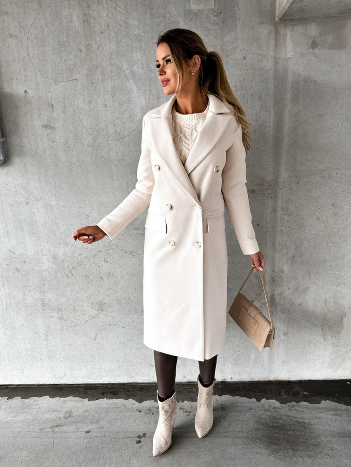 Georgia Manteau Long en Laine Mélangée pour Femme Design Élégant à Revers Notchés dans des Couleurs Hivernales Classiques, vue 4