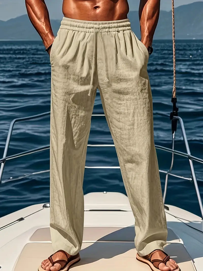 Maëlor Pantalon Homme en Lin Pantalon Ample Léger et Respirant, vue 5