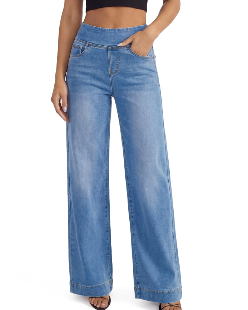 Imogen Jean Large Femme Taille Haute Élastique, Stretch, Coupe Droite & 4 Poches, vue 2