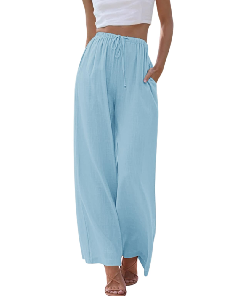Eulalie Pantalon Large Femme Mélange Lin, Taille Élastique à Cordon & Poches, vue 9
