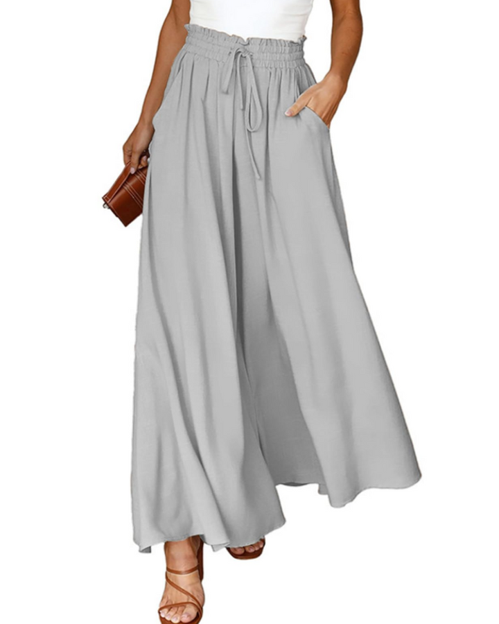 Ondine Pantalon Palazzo Femme Taille Haute à Cordon, Fluide, Léger & Poches, vue 5