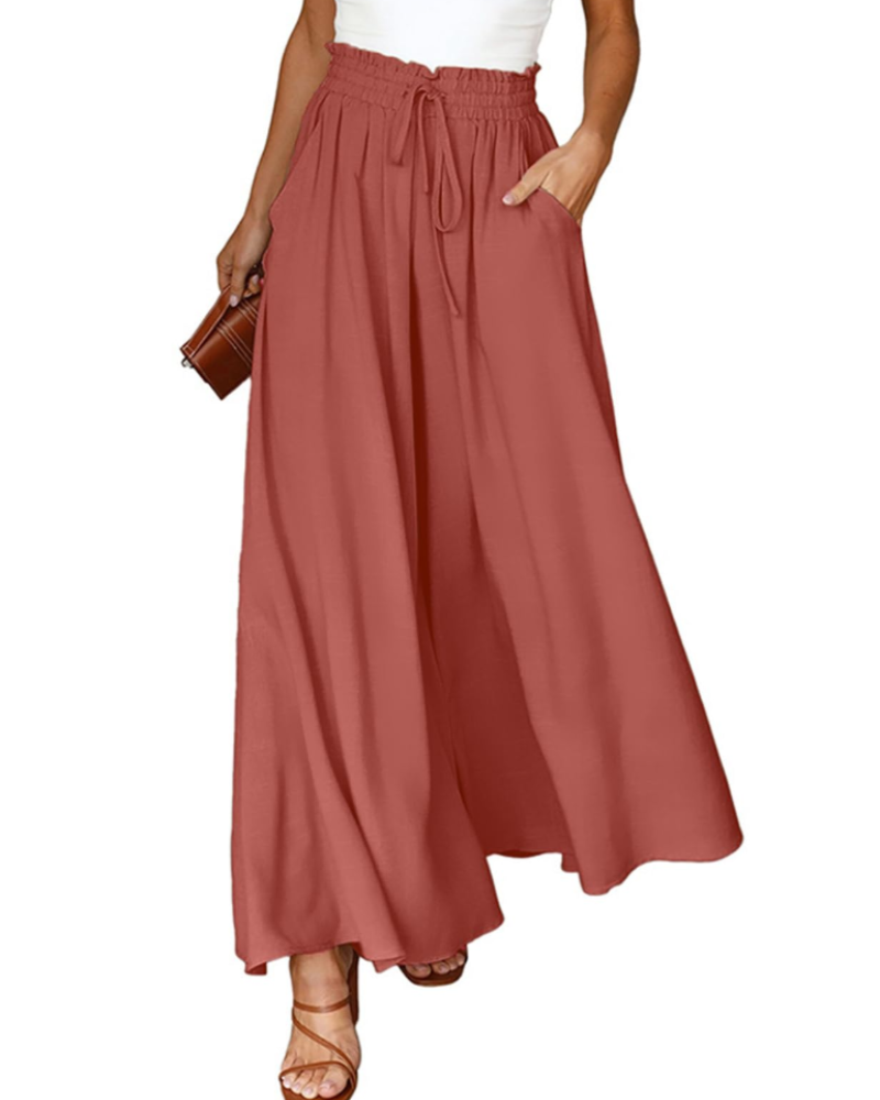 Ondine Pantalon Palazzo Femme Taille Haute à Cordon, Fluide, Léger & Poches, vue 6