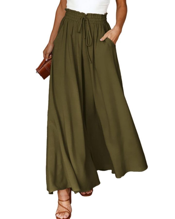 Ondine Pantalon Palazzo Femme Taille Haute à Cordon, Fluide, Léger & Poches, vue 4