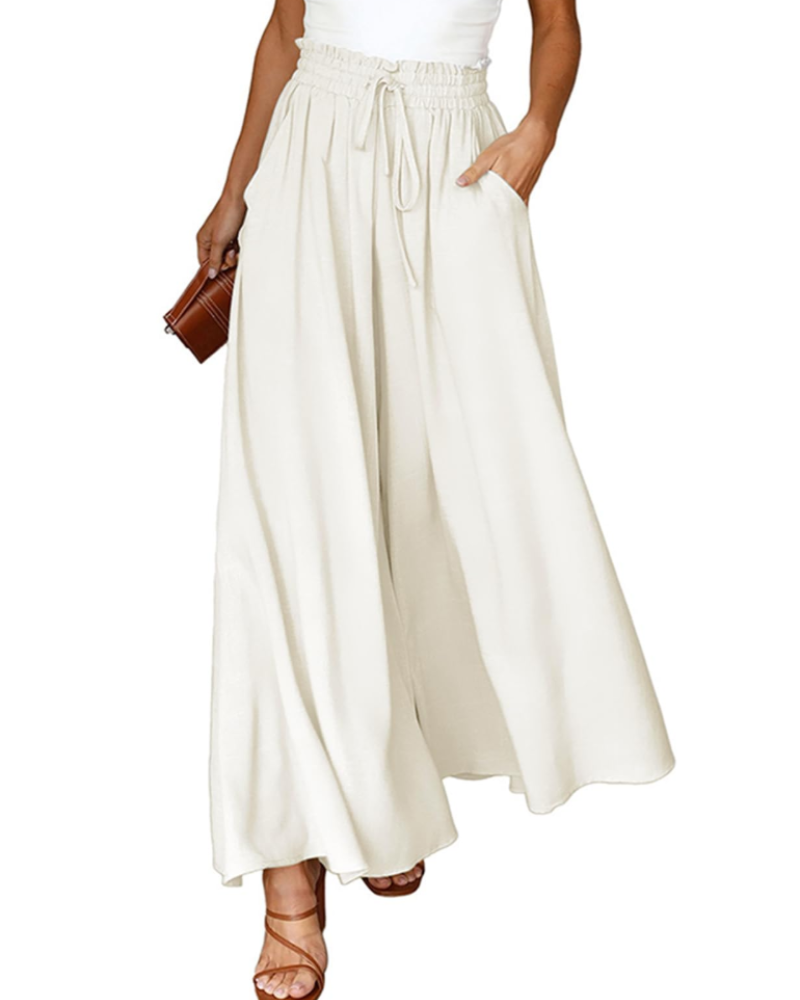 Ondine Pantalon Palazzo Femme Taille Haute à Cordon, Fluide, Léger & Poches, vue 7