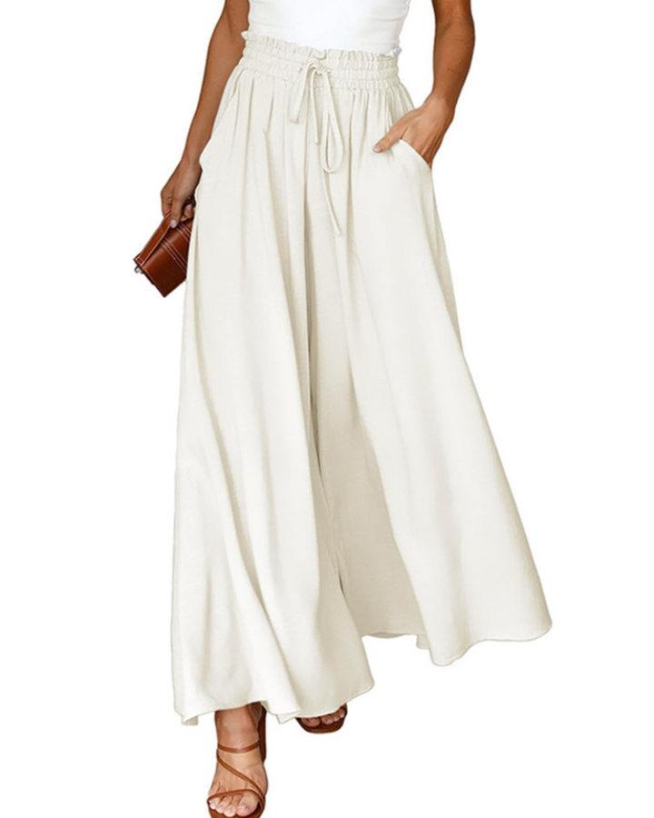 Ondine Pantalon Palazzo Femme Taille Haute à Cordon, Fluide, Léger & Poches, vue 7