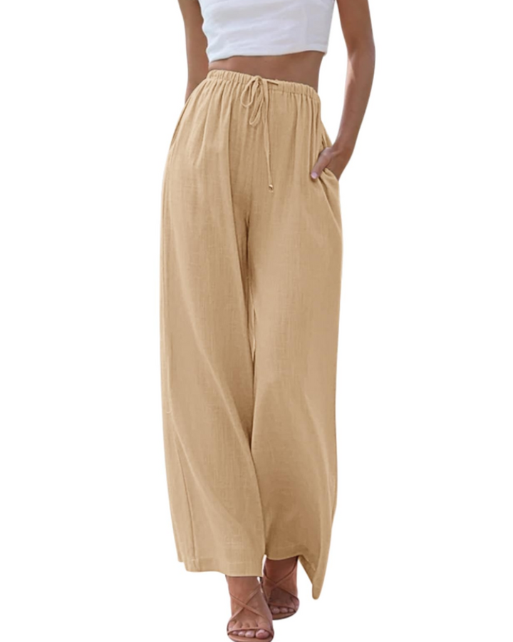 Eulalie Pantalon Large Femme Mélange Lin, Taille Élastique à Cordon & Poches, vue 8