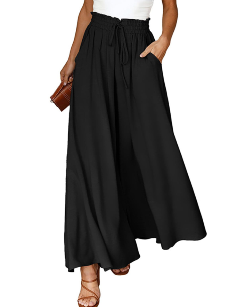 Ondine Pantalon Palazzo Femme Taille Haute à Cordon, Fluide, Léger & Poches, vue 3