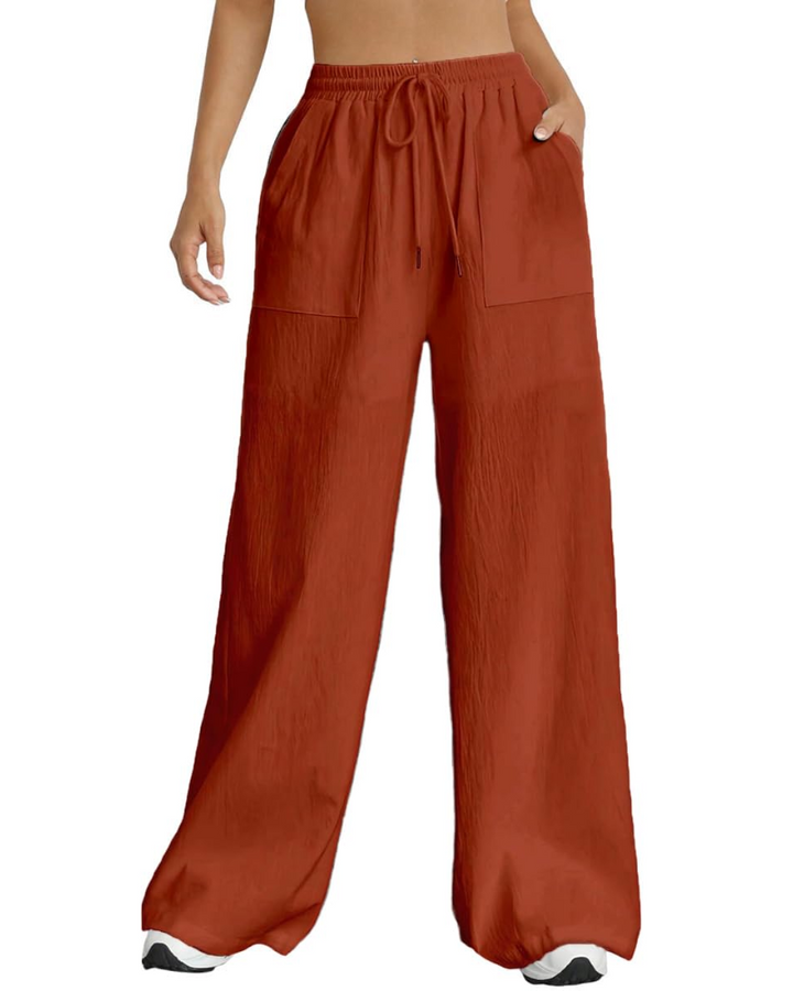 Maribel Pantalon Palazzo Femme Taille Haute à Cordon, Fluide, Doublé & Poches, vue 6