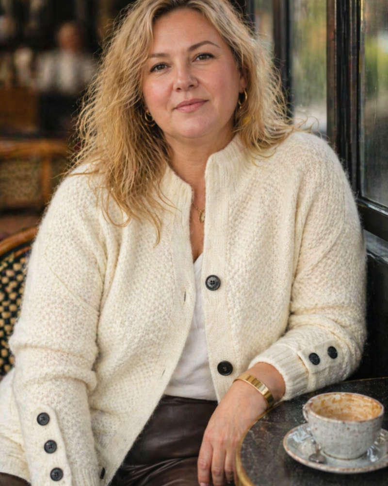 Jucille Cardigan Femme Grande Taille Gilet Cachemire Doux Boutonné Coupe Classique Élégante