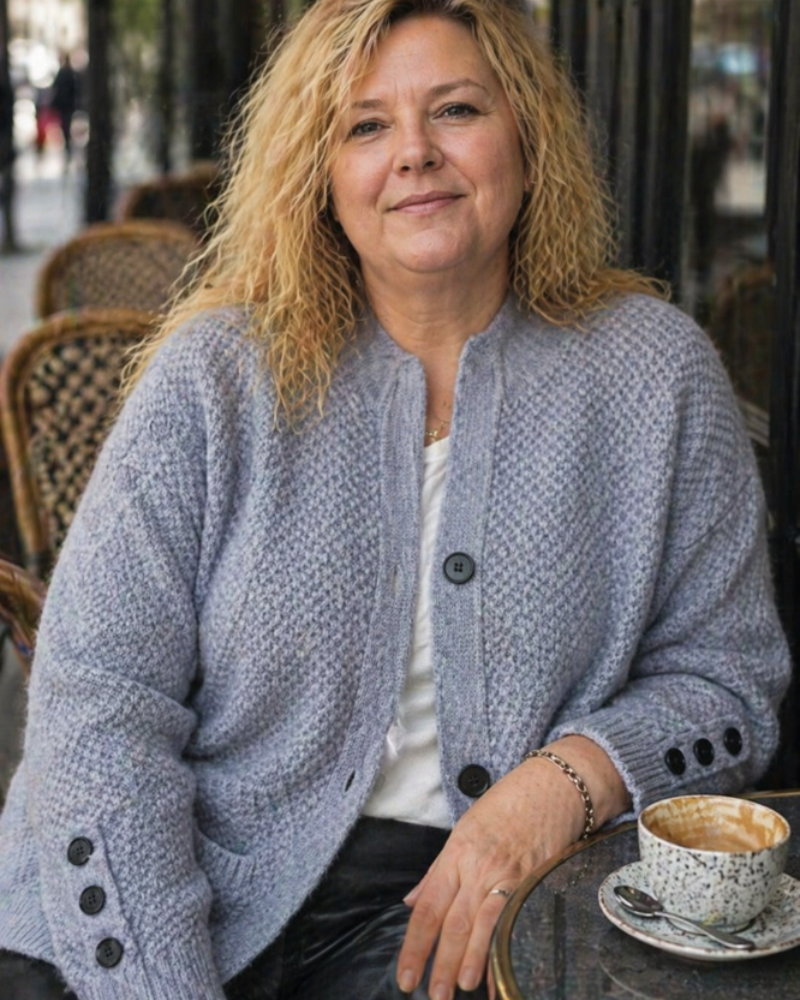 Jucille Cardigan Femme Grande Taille Gilet Cachemire Doux Boutonné Coupe Classique Élégante, vue 2