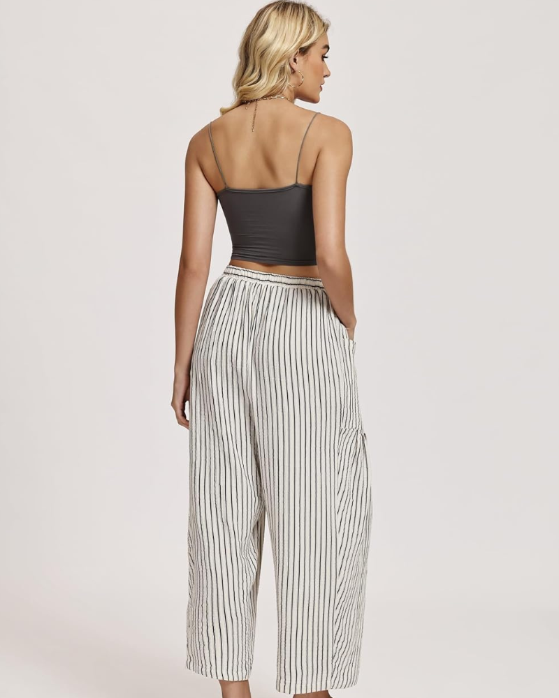 Tina Pantalon Femme Palazzo Lin Large Oversize Taille Cordon & Poches, vue 7