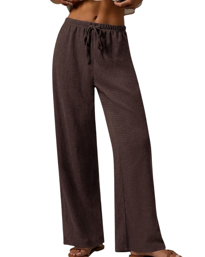 Mina Pantalon Femme Palazzo Large Taille Haute Texturé & Poches, vue 5