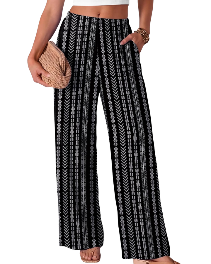 Rona Pantalon Femme Palazzo Large Fluide Taille Élastique & Poches, vue 4