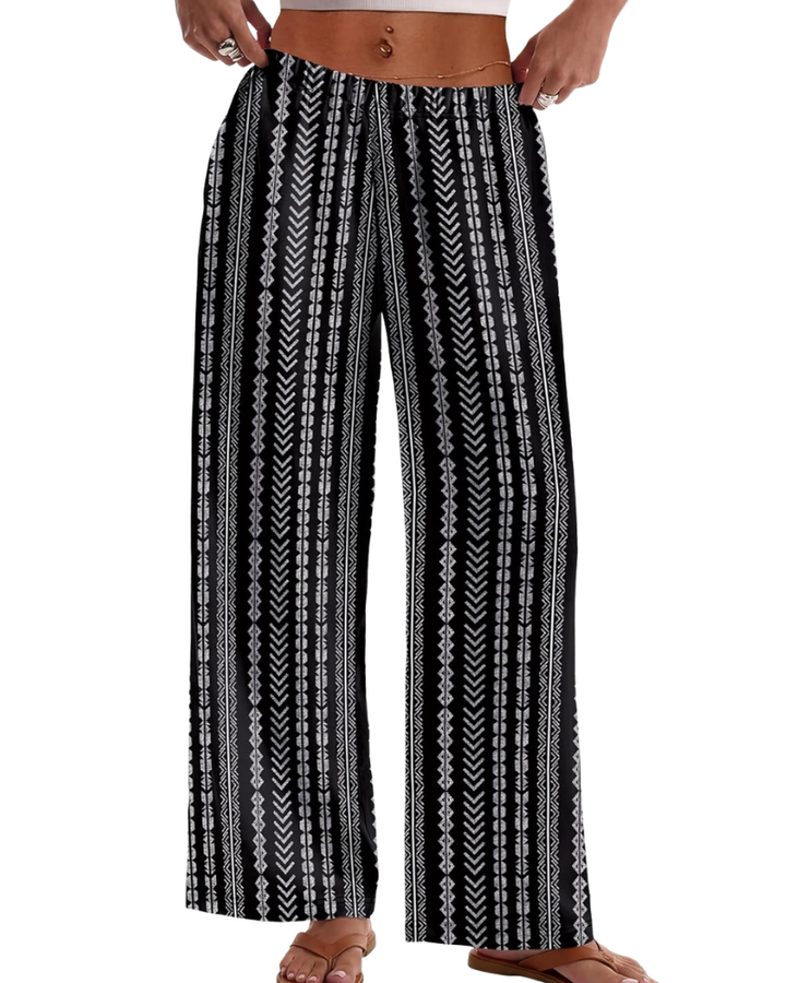 Rona Pantalon Femme Palazzo Large Fluide Taille Élastique & Poches, vue 3