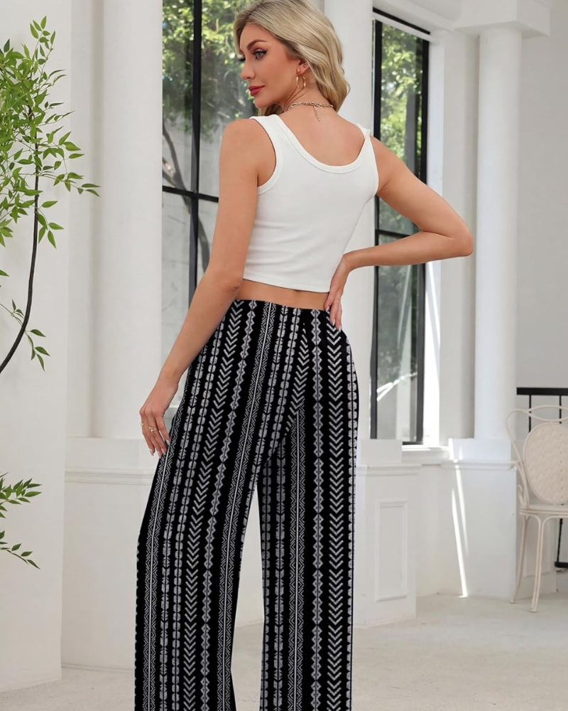 Rona Pantalon Femme Palazzo Large Fluide Taille Élastique & Poches, vue 2