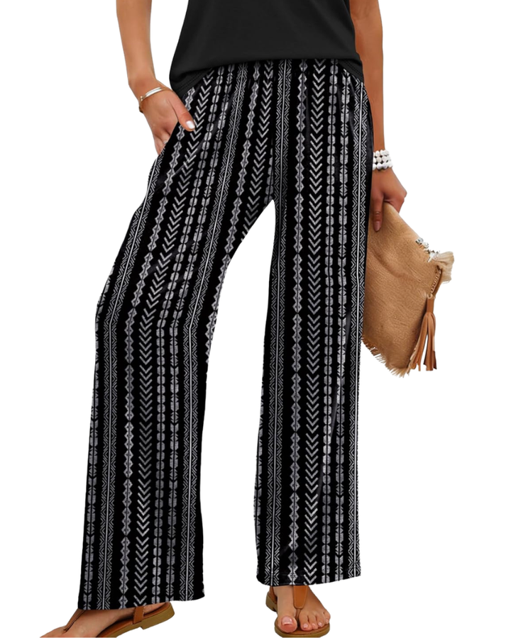 Rona Pantalon Femme Palazzo Large Fluide Taille Élastique & Poches, vue 5