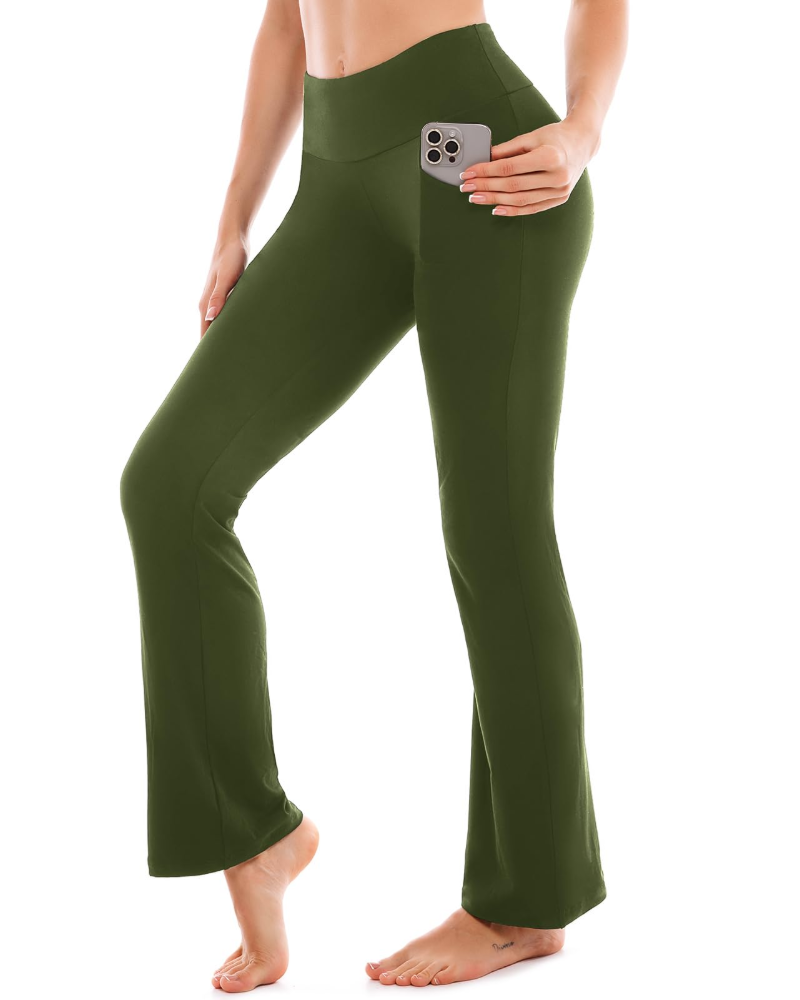 Kensley Legging Évasé Femme Taille Haute Extensible Coupe Flare avec 2 Poches, vue 5