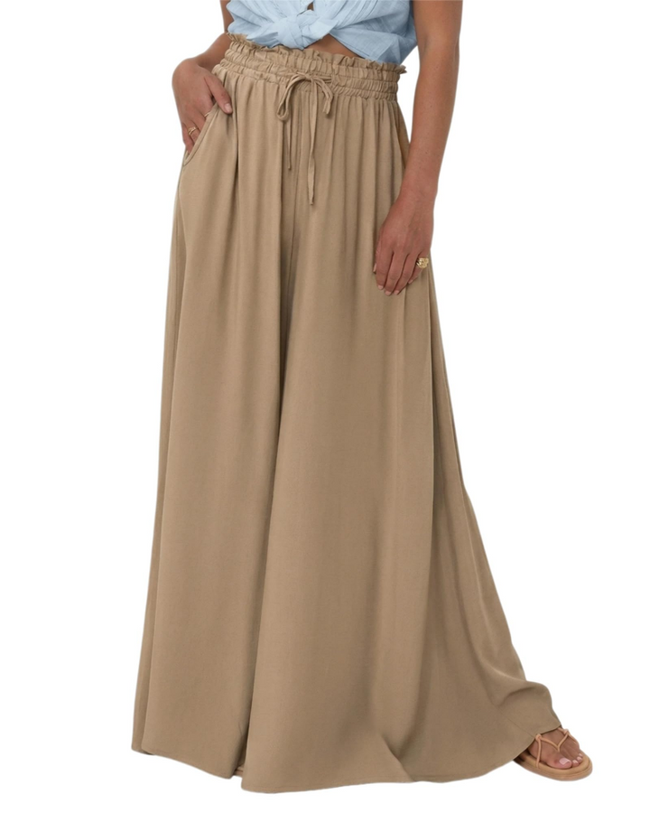 Sutton Pantalon Palazzo Femme Taille Haute Élastique Jambes Larges Fluide avec Poches, vue 5