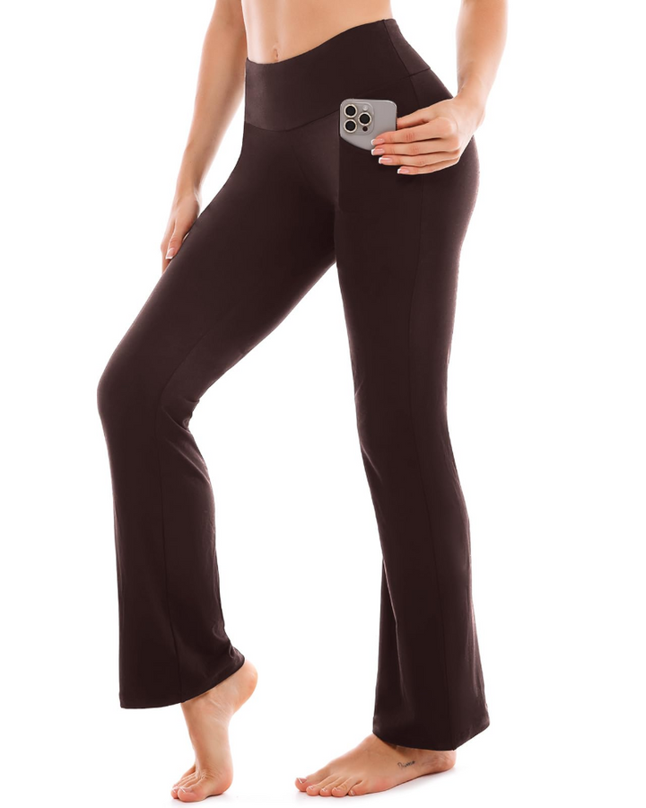Kensley Legging Évasé Femme Taille Haute Extensible Coupe Flare avec 2 Poches, vue 2