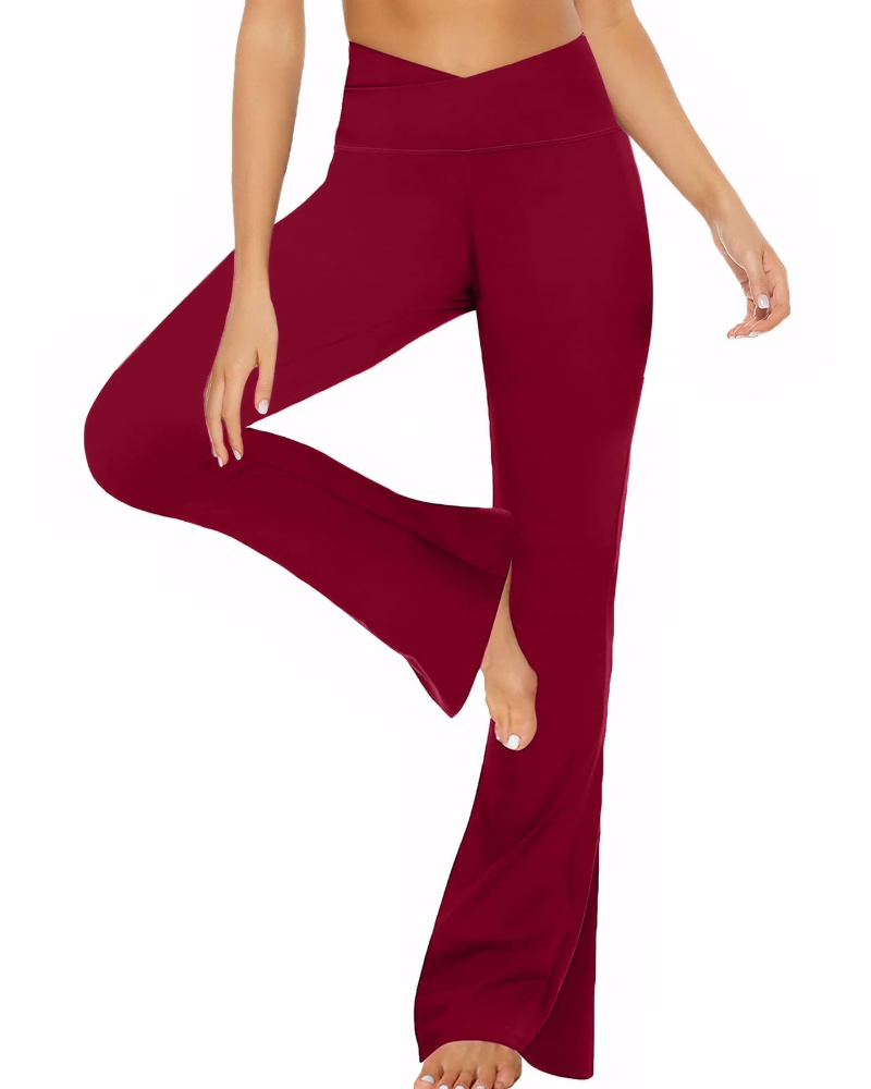 Waverly Legging Évasé Femme Taille Haute Croisée en V Extensible Yoga & Fitness, vue 2