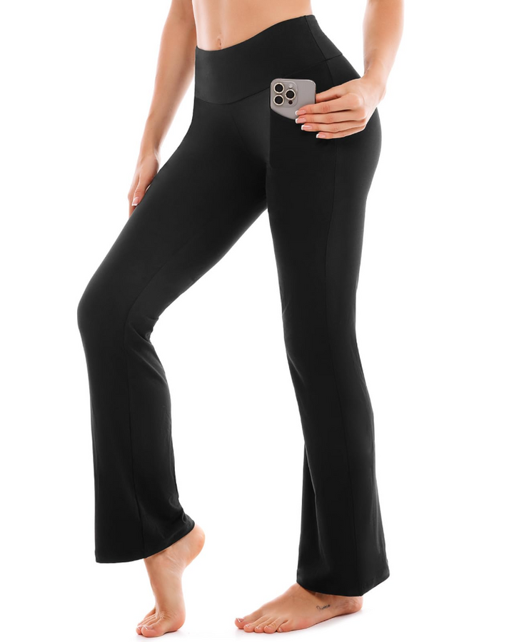 Kensley Legging Évasé Femme Taille Haute Extensible Coupe Flare avec 2 Poches, vue 7
