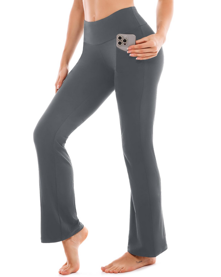 Kensley Legging Évasé Femme Taille Haute Extensible Coupe Flare avec 2 Poches, vue 4