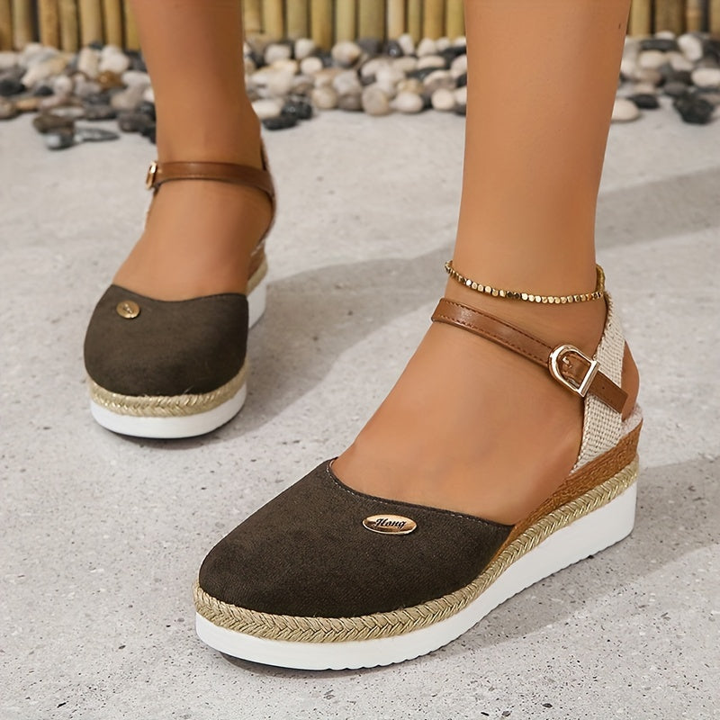 Zanira Sandales Femme Sandales Compensées Bout Fermé Chic et Confortables pour l’Été, vue 10