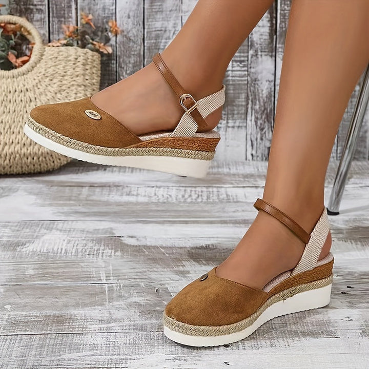 Zanira Sandales Femme Sandales Compensées Bout Fermé Chic et Confortables pour l’Été, vue 16
