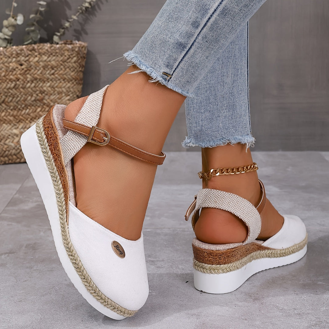 Zanira Sandales Femme Sandales Compensées Bout Fermé Chic et Confortables pour l’Été, vue 3