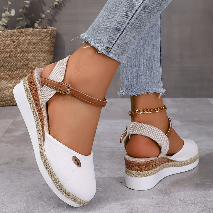 Zanira Sandales Femme Sandales Compensées Bout Fermé Chic et Confortables pour l’Été, vue 3