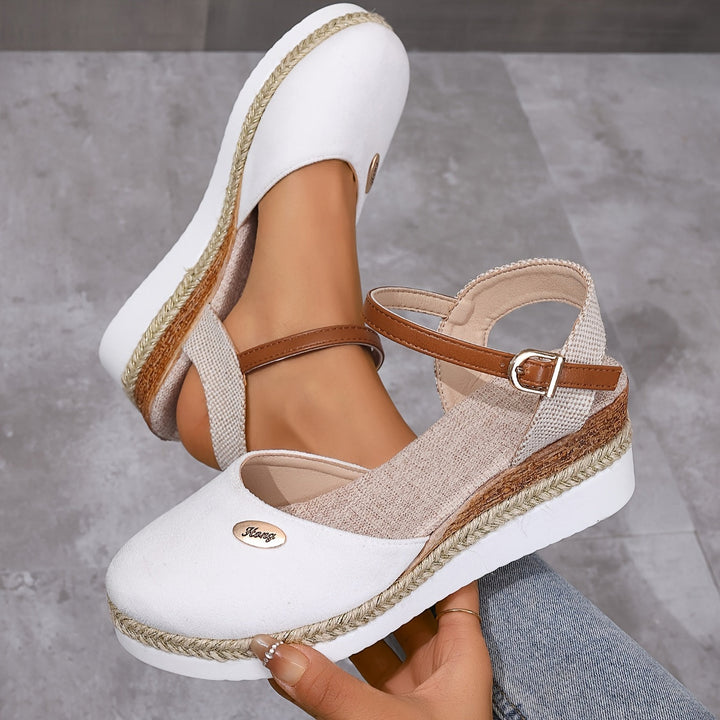 Zanira Sandales Femme Sandales Compensées Bout Fermé Chic et Confortables pour l’Été, vue 4