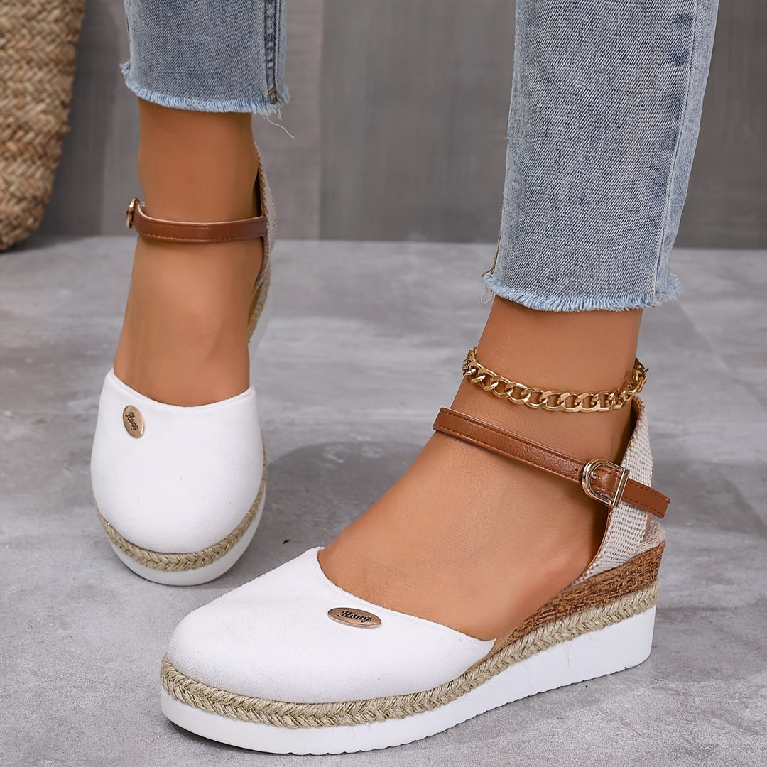 Zanira Sandales Femme Sandales Compensées Bout Fermé Chic et Confortables pour l’Été, vue 5