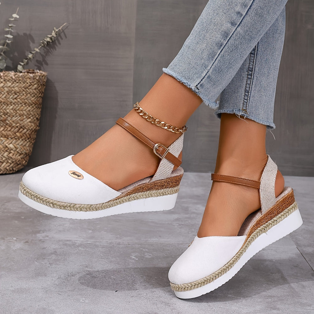 Zanira Sandales Femme Sandales Compensées Bout Fermé Chic et Confortables pour l’Été, vue 2