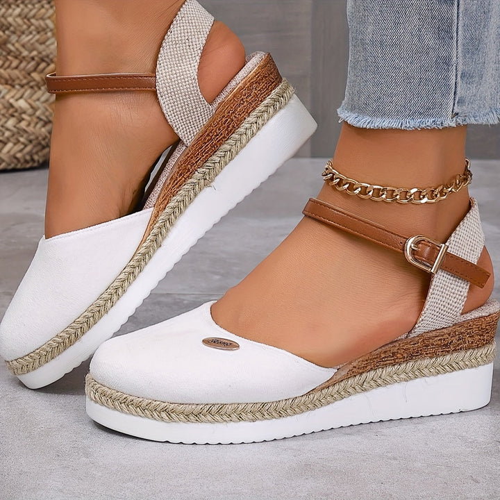 Zanira Sandales Femme Sandales Compensées Bout Fermé Chic et Confortables pour l’Été