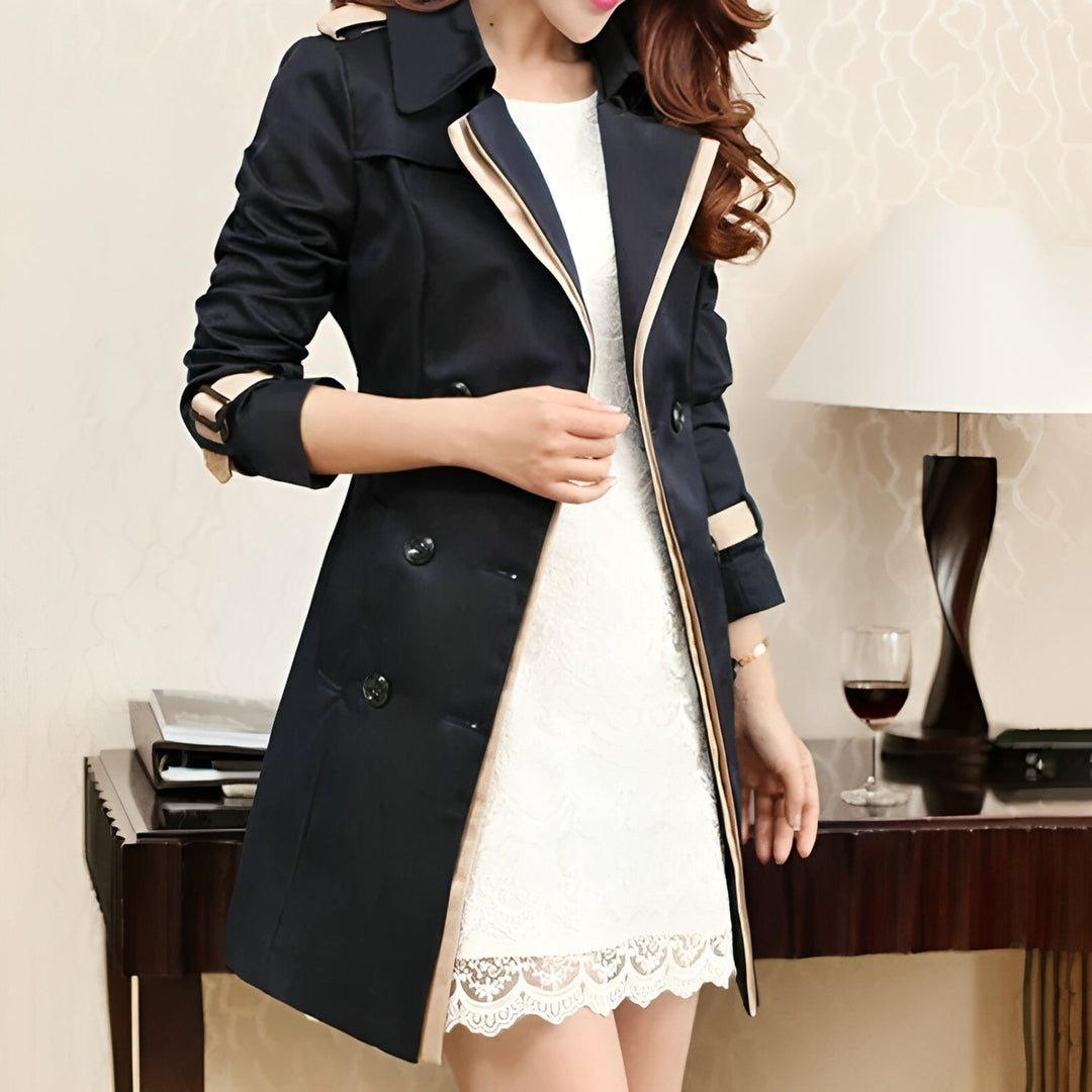 Kaira Trench-Coat Femme Coupe Longue Élégante avec Ceinture Réglable & Fermeture Boutonnée, vue 2