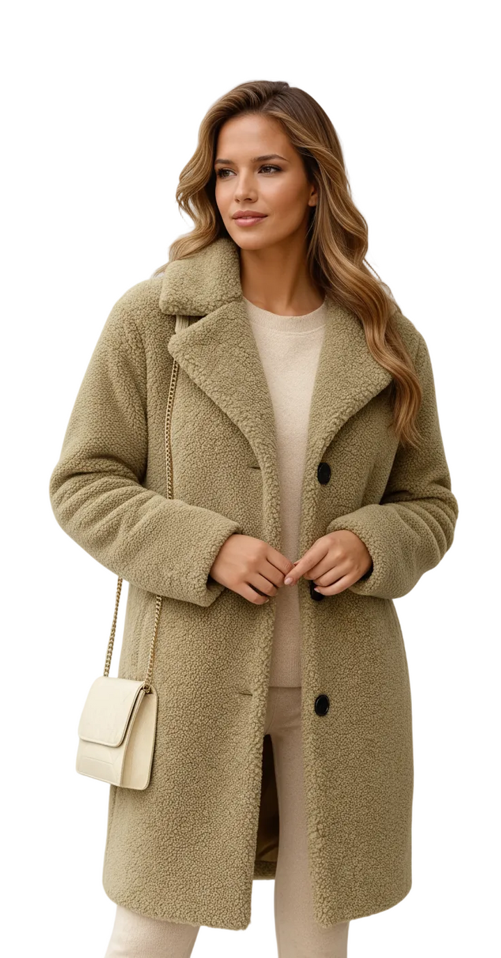 Mayleen Manteau Teddy Femme Veste Douce et Chaude avec Col Revers et Fermeture à Boutons, vue 4