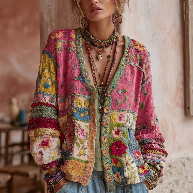 Gilet en Patchwork Floral pour femme, vue 2