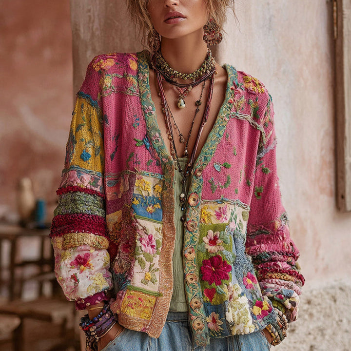 Gilet en Patchwork Floral pour femme, vue 2