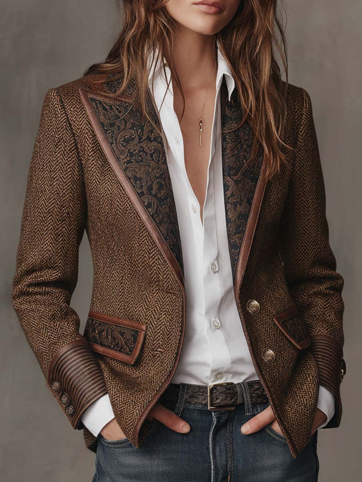 Blazer à chevrons femme marron