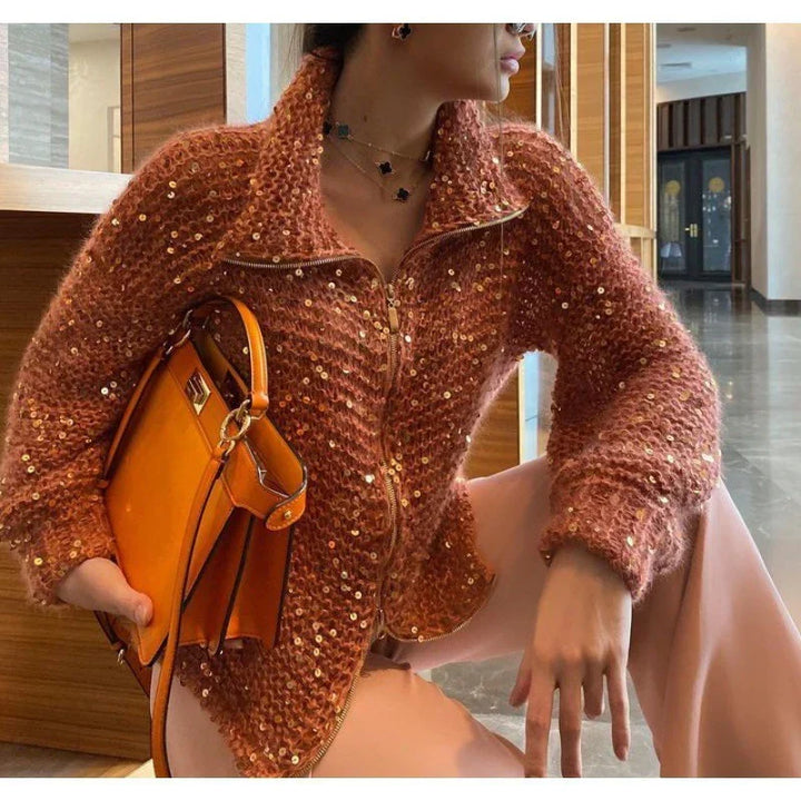 Sol Cardigan Femme Gilet Élégant à Paillettes Confortable & Sophistiqué, vue 4