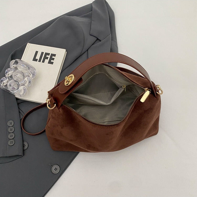 Maëlle Sac à Épaule Femme Sac Suède Élégant avec Anse Similicuir & Grand Compartiment, vue 4