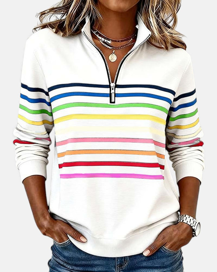 Pull Rayé à Fermeture Éclair pour femme, vue 4