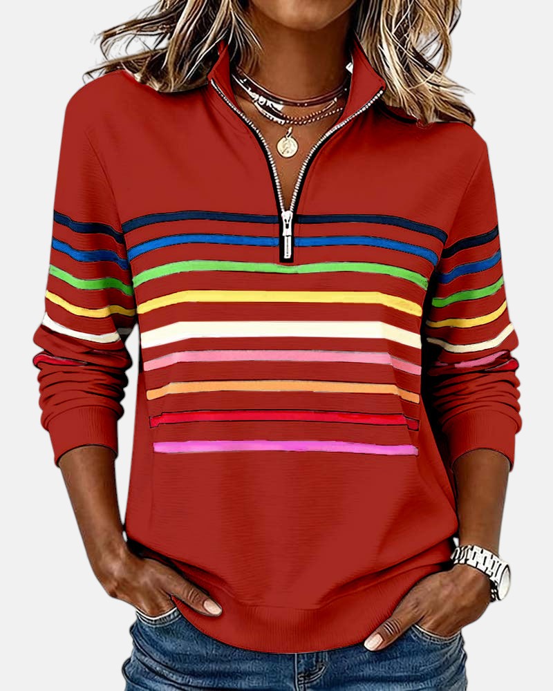 Pull Rayé à Fermeture Éclair pour femme, vue 5