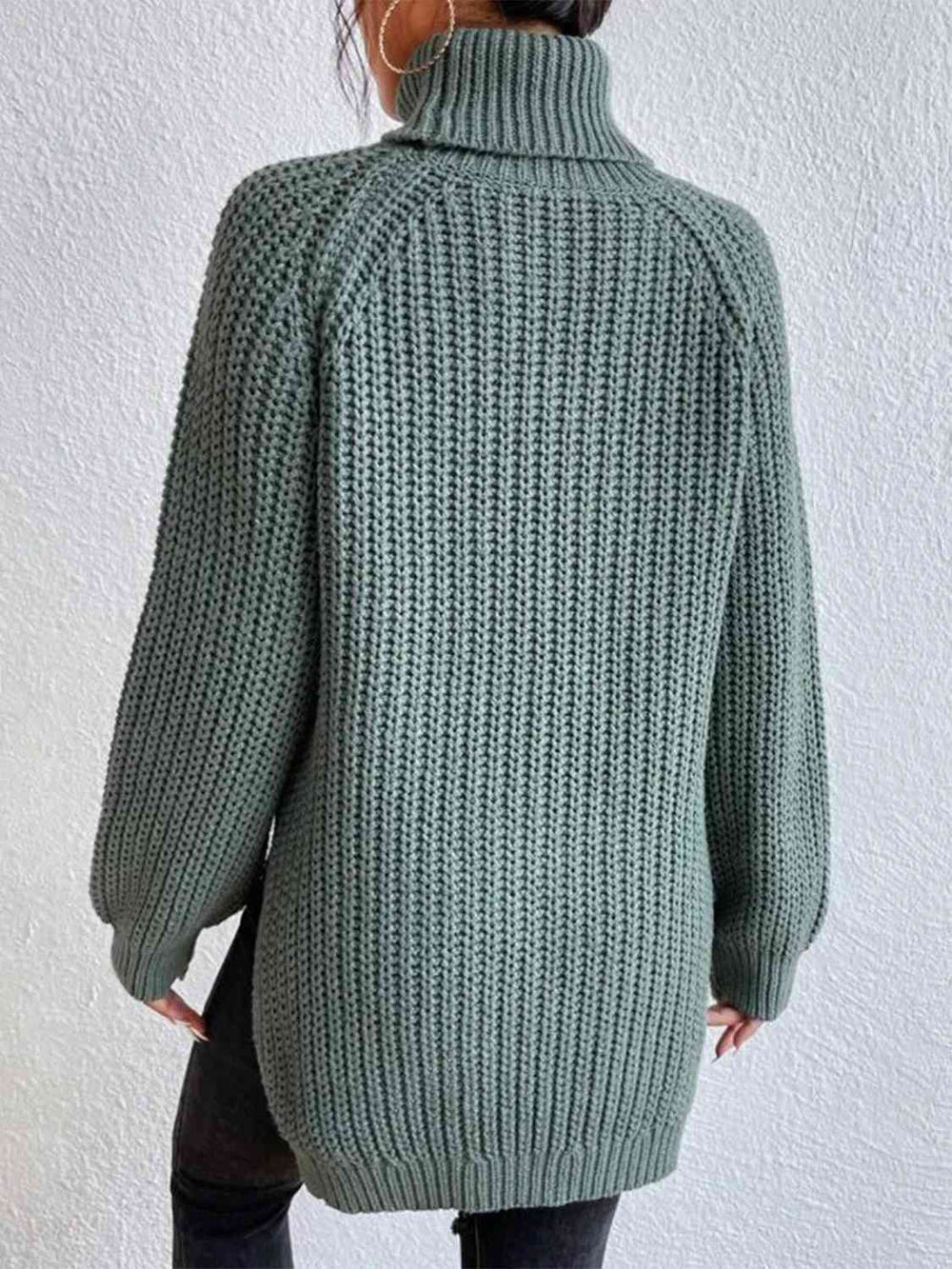 Angela Pull Femme Pull à Col Roulé Côtelé avec Fente Latérale Chic pour Automne/Hiver Élégant, vue 2